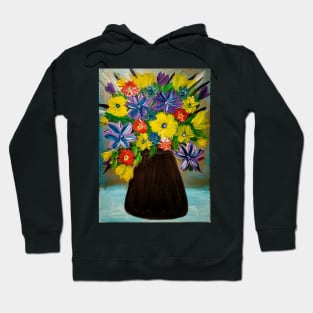Some abstract mixed flowers in a metallic vase Hoodie